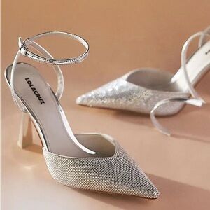 Lola Cruz Brescia Heel | Silver, Diamond, Crystal Studded